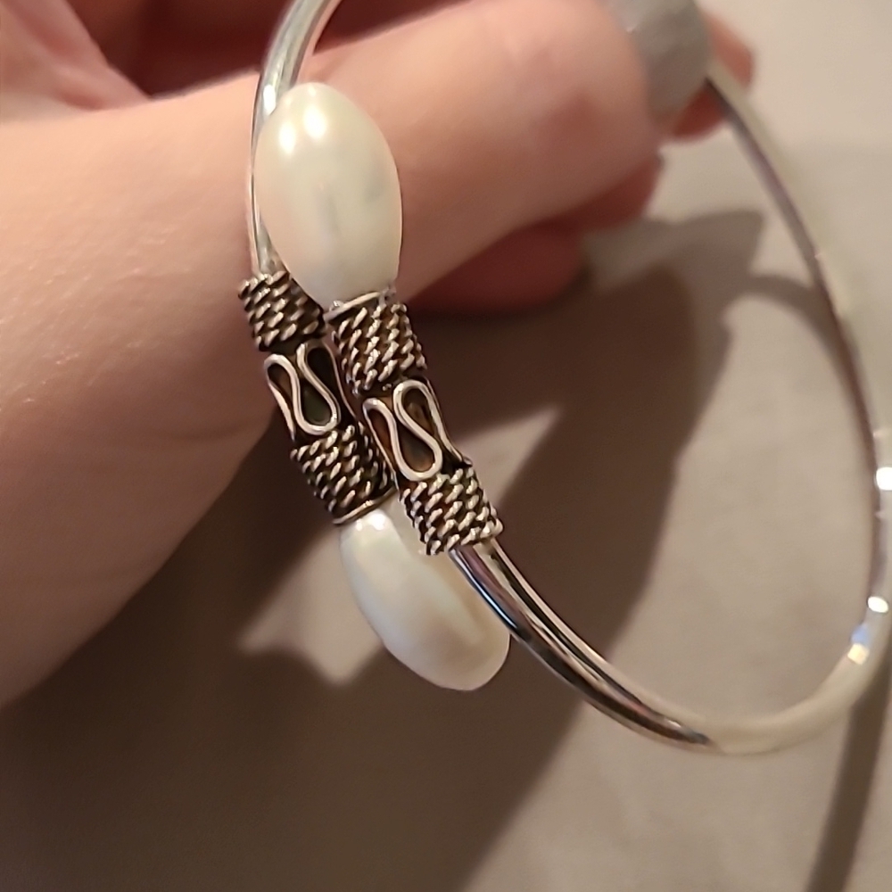 Freshwater pearl sterling silver bracelet - Picture 4 of 4